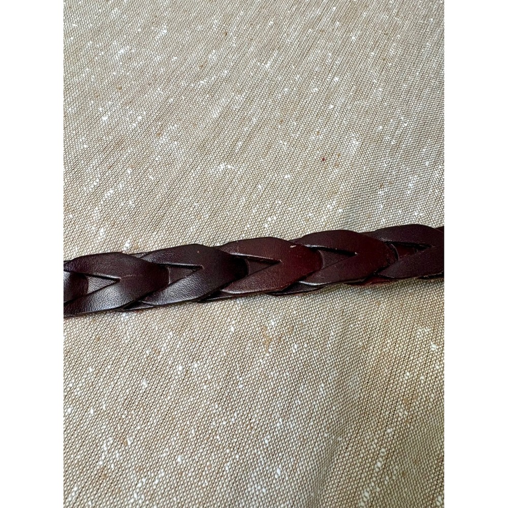 Vintage Braided Brown Leather Belt Handcrafted Mexico Brass Hardware 33in - Picture 7 of 11